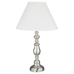 Best Pirce ⭐ ORE International 27" Traditional Metal Table Lamp With Linen Shade In Nickel ✨