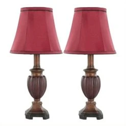 Cheap ???? Safavieh Polyresin Mini Table Lamp With Red Bell Shade (Set Of 2) ????